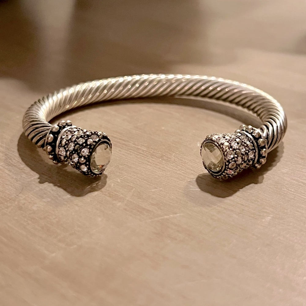 Twisted cable rope silver tone bracelet